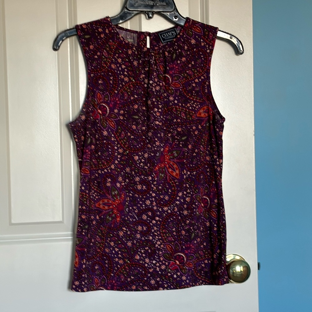 Purple paisley print sleeveless top